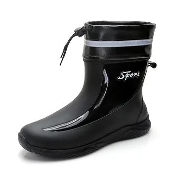 Frânghie Legată Ploaie Pantofi pentru Bărbați Tălpi de Cauciuc Bucătărie Pantofi de locuri de Muncă de Securitate Cizme în aer liber, Alpinism, Pescuit Pantofi de Bumbac Cizme cu Platforma
