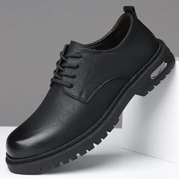 Bărbați Low-cut Pantofi de Lucru de Primăvară de Toamnă Epocă Business Casual Piele de Vacă Pantofi de sex Masculin cu Talpă Groasă Britanic Glezna Cizme pentru Bărbați