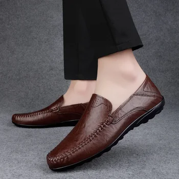 Moda pantofi pentru Bărbați 2023 slip-on pentru barbati pantofi casual din piele fierbinte de vânzare cu un cap rotund de Cusut de Înaltă Calitate moale jos Casual pantofi pentru bărbați