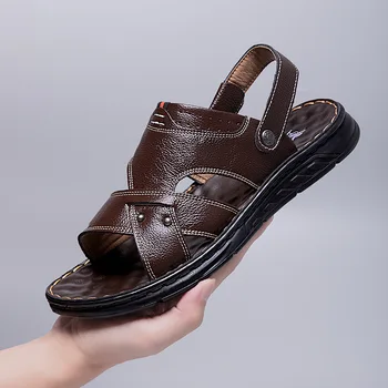Sandale barbati 2023 Vara Noi Non-alunecare de Piele Sandale Papuci Moi Zapatos Plat Pentru Barbati Pantofi Casual Sandalias Hombre