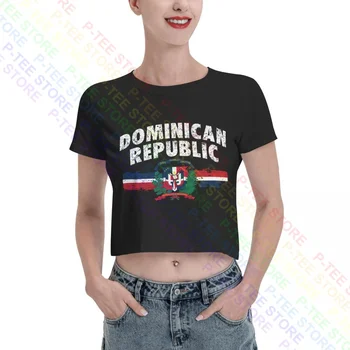 Republica dominicană Mândrie Steagul Țării Patriotic Femei Culturilor Sus T-shirt Tee Rare la Modă Premium de Înaltă Calitate, de sex Feminin Tricou