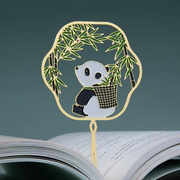În 2020, Noul Metal Alamă Marcaj Retro Stil Chinezesc Grup Ventilator Forma Marcaj Ciucure Papetărie Gol Păun Panda Carte Clip