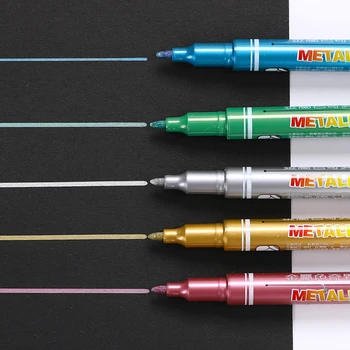 1buc Plastic, Metal, Textil Culoare Pictura Notă Creion rezistent la apa Uscare Rapida Semnătura Stilou Metalic de Culoare Marker pentru Sticlă