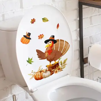 Ușor să Rămânem Scaun de Toaletă de Acoperire rezistent la apă de Toaletă Autocolant ziua Recunostintei Toaletă Autocolant Desene animate Turcia Frunze de Arțar Floare de Dovleac
