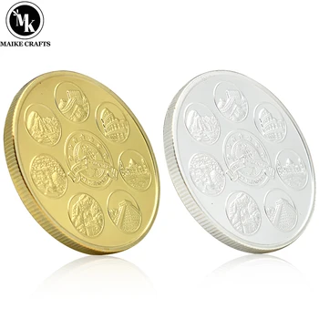2 Buc/set Nou Lume Șapte Minuni Monedă Comemorativă de Argint placat cu Aur de Metal de Relief Ambarcațiunile de Decor Acasă Colecție de Monede Cadou