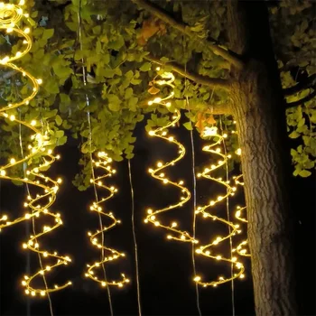 În aer liber Spirală Rattan viței de Vie Lumini 75CM Plantă de Crăciun Ramură Copac Agățat Ghirlanda de Lumina Petrecere de Nunta de Basm Șir Lumina