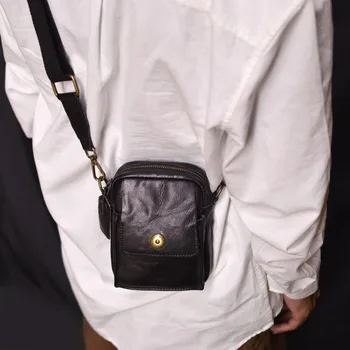 AETOO Handmade personalizate mini din piele pentru bărbați telefon mobil sac verticale pătrat mic sac naveta de afaceri, petrecere a timpului liber în aer liber cy
