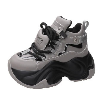 8CM Gros de Jos Indesata Adidași 2023 Noi de Toamna pentru Femei de Înaltă Platforma Pantofi Sport Femei Casual Pene din Piele Tata Pantofi Încălțăminte