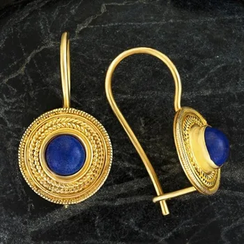 Femei de moda a lui Lapis Lazuli Cercei de Nunta Logodna Aur Cercei Leverback Partid Ziua de nastere Cadou de Aniversare