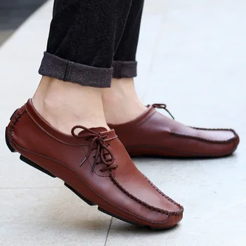 Nouă Bărbați Mocasini Bărbați Pantofi Dantela-up Primavara-Vara Barbati Mocasini de Calitate Superioară Autentice din Piele de Om Încălțăminte de Mari Dimensiuni 38-47