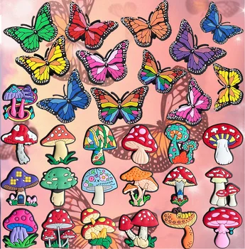 28pcs Desene animate fluture ciuperci Pantofi Charmsfor Croc Sandale Amuzant jibz Saboți de Decorare Accesorii PVC, Un cadou pentru petrecere