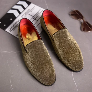 2022 Brand de Lux de Aur de Argint Pantofi Barbati Subliniat Mocasini Casual Punk Pantofi de Designer de Moda slip-on în aer liber, Club de noapte Bărbații Pantofi