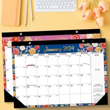 2024 Calendar De Perete Creativ 18 Luni Limba Engleză Mare Calendar De Birou Simplu Papetărie De Birou Femei Barbati Organizator Agenda De Zi Cu Zi