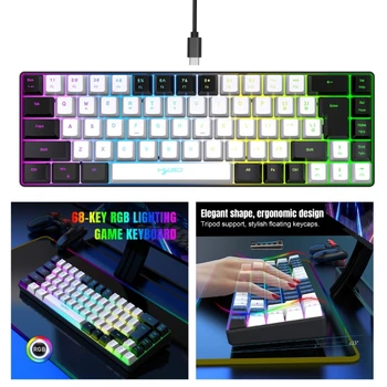 V200 Portabil 68 Chei USB Gaming Keyboard Design Ergonomic cu RGB cu iluminare din spate Mecanice Tastatura Usor de Utilizat Dropship