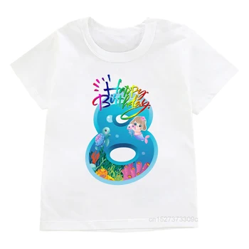 Ocean Numărul 1-8 ani Pentru Fete T-shirt Sirenă Și Broasca Mare Grafic de Imprimare de Copii Tee Drăguț Fată de Moda de Top Haine