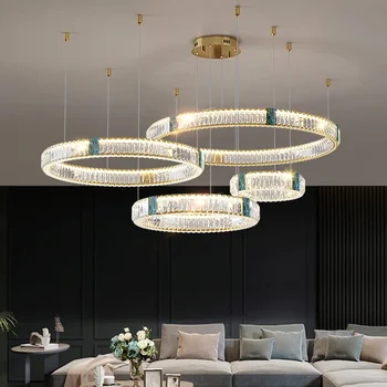 Living Modern de aur cristal rotund de tavan candelabru de lux lucios de la distanță de control a intensității luminoase LED lumina candelabru de lux