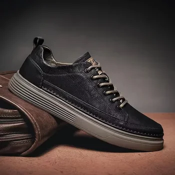 Pantofi de Calitate din Piele Pantofi Casual pentru Bărbați cu Talpă Moale Confortabil, Versatil Barbati Pantofi de Lucru Tendință Retro Zapatillas De Hombre