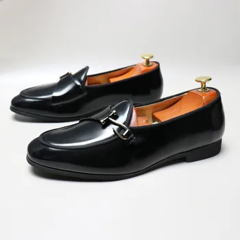 Oamenii Subliniat Toe de Afaceri Formal mocasini din Piele Casual Britanic Respirabil Moda Low-top Culoare Solidă Nou-veniți Pantofi