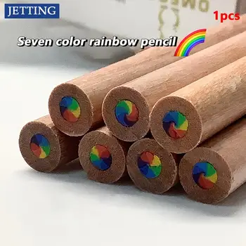 1 BUC 7 Culori Adulți DIY Manual Speciale Multicolore din Lemn Creioane Gradient Curcubeu Creioane Pentru Desen Arta Colorat Schiță