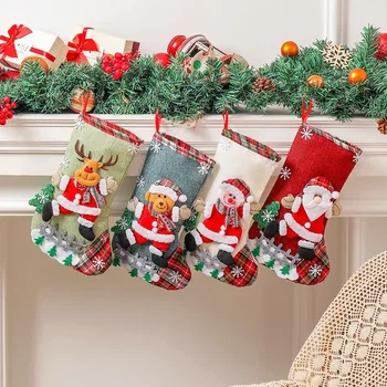 Lenjerie De Mare Ciorap De Crăciun Gard De Crăciun Sac De Cadouri, Ornamente De Crăciun Copac Agățat Goodie Bag