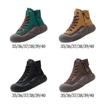 Femei Adidași Dantela-up Pantofi Rotund Toe Wedge Platform Adidași Sporit Formatori Cizme pentru Rularea în aer liber de Iarnă Munca