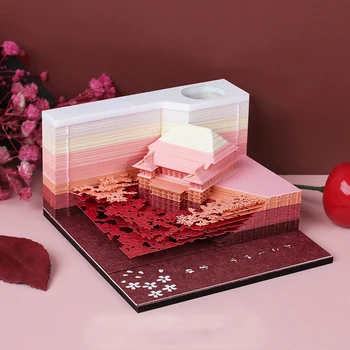 Templu japonez 3D Blocnotes Cu Pix Suport Multi-Funcție DIY Hârtie Note Pentru Studiu Acasă Desktop Office