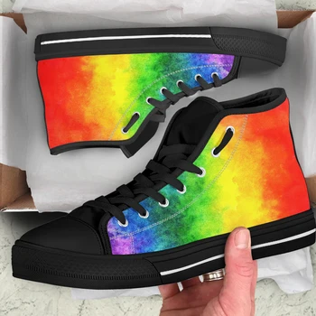 INSTANTARTS LGBT Curcubeu de Culoare Gradient de Design de Înaltă Top Pantofi de Panza pentru Barbati Apartamente Noi 2023 Toamna anului Nou Consiliu Pantofi Casual, Adidasi