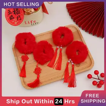 Coarda Păr Stil Chinezesc Izbitoare Chineză De Moda Pentru Copii Red Hairband De Pluș Legături De Păr Clip Partea Populare De Epocă Cravată De Păr Trend