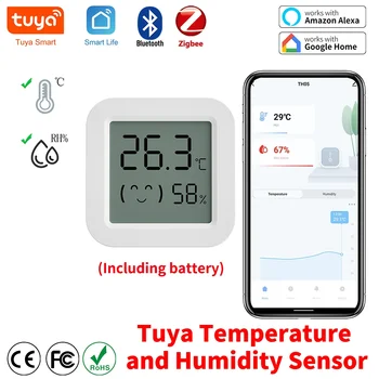 Tuya Zigbee Termometru Higrometru de Temperatură Senzor de Umiditate Mini LCD Display Digital Compatibil Bluetooth Control de la Distanță APP