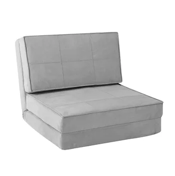 Ultra Moale Piele De Căprioară 3 Poziția Convertibile Lounge Flip Scaun, Argint