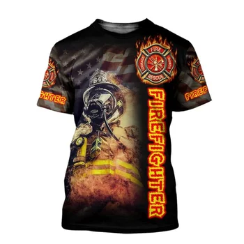 CLOOCL Bărbați T-shirt Firefighter Insignă 3D Peste Tot Imprimate Femei Tricou Maneca Scurta de Moda Streetwear Stil Harajuku Confortabil Topuri