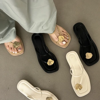Femei Vara Flip-flops Pătrat Papuci de casă vârf de cuțit de la Picior Toc Indesata Casual Confort Designer Kaki Femeie Elegant Pantofi cu Tocuri Joase