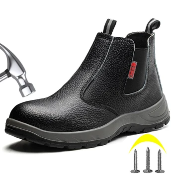 Barbati Cizme din Piele de Puncție-dovada Lucru Pantofi Anti-opărire Sudor Pantofi Barbati Securitatea muncii Boot Steel Toe de Protecție Cizme de Securitate