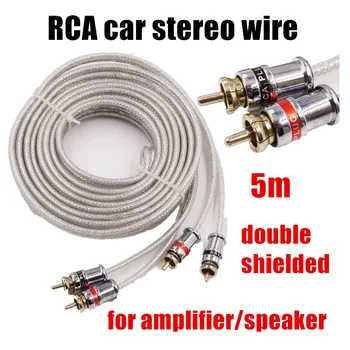 5 Metri Alb de Două Rânduri RCA la RCA pentru Amplificator Auto Boxe Auto Audio Stereo Sârmă Extins Audio Cablu Gros de Cupru Pur