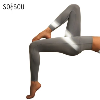 SOISOU Lycra Yoga Jambiere Sală de Fitness, Sport Pantaloni Colanti Elastic Respirabil Talie Mare Nu Ciudat Linie Jambiere Femei 11 Culori