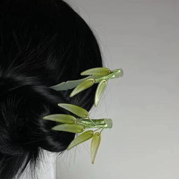 Noua Moda Retro Hanfu Rochie Tradițională Chineză De Păr Bețișoare Caciulita Clasic Ac De Păr De Bambus Verde Frunze De Coafura Articole Pentru Acoperirea Capului