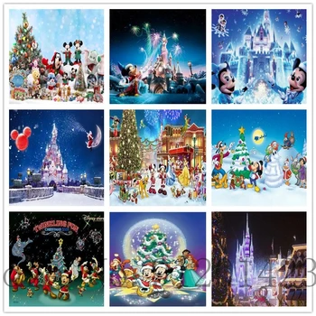 Desene Animate De Crăciun Diamant Picturi Disney Mickey Minnie Cusatura Complet Piața Diamant Rotund Goblen Kit Mozaic Decor Acasă