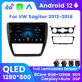QLED 8+128G Android 12 Player Auto Pentru VW Volkswagen Sagitar 2012-2016 Navigatie GPS Radio Multimedia Wireless Carplay DSP 2Din