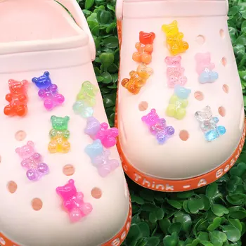 1-16Pcs Cristal Colorat Urs Minunat Rășină Sandale Pantofi Butonul Farmece Băieți Fete Accesorii DIY Croc Jibz Cadouri