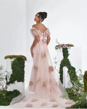 AsaNagi Copilul Roz Rochii de Seara Elegante de Flori de Trandafir de Pe Umăr Etaj Lungime Margele Femei Rochie de Petrecere 2023 vestido de noche
