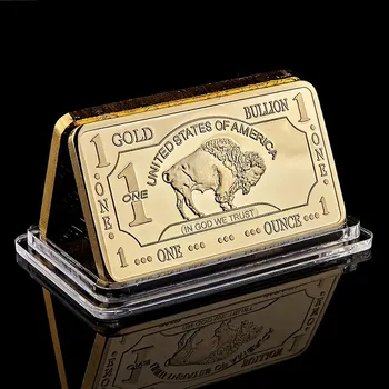 Placat cu aur Lingouri Beauty Bar Statele Unite Ale Americii 1 Uncie Troy Replica Aur Placate Buffalo Bar 100 de milioane de dolari nugget