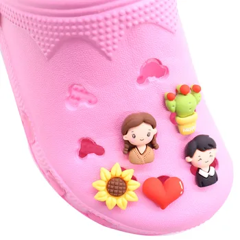 1buc Sunfower în formă de Inimă Roșie Copii Rășină de Pantofi Farmece Sandale Pantofi, Accesorii, Decoratiuni pentru Croc JIBZ Copii Petrecere Cadou