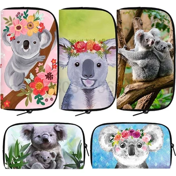 Desene animate drăguț Koala Imprimare Portofel Femei Bărbați Portmoneuri ID-ul Cartelei Panza Portofel Lung Adolescent Casual Monedă Saci de Bani Cadou