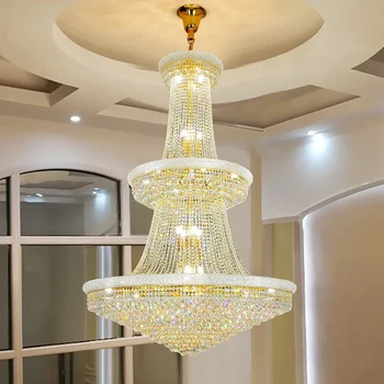 Pandantiv cu LED-uri de Lumină de Lux Living Candelabru de Cristal Hotel Villa Mare Plafon Scară Europeană în Stil Candelabru