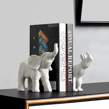 În stil European, Elefantul Alb Rhino Sculptura Ornament Abstract Model Animal Pridvor Bibliotecă Ornament Rășină Elefant, Rinocer Meserii
