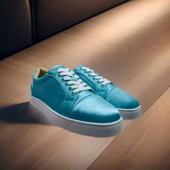 Moda Low Top Rosu Jos Pantofi Pentru Barbati Brand De Lux Formatori De Conducere Ghimpat Nituri De Mătase Albastru Închis Din Piele Adidasi