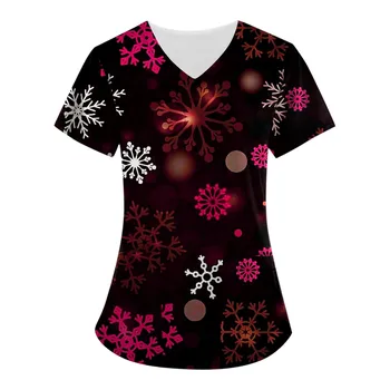 Crăciun Asistenta Bluza Îngrijitor De Lucru Uniformă Topuri Pentru Femei Care Alăptează Tricou Maneca Scurta Moașă Lucrătorilor Bluza Cu Buzunar