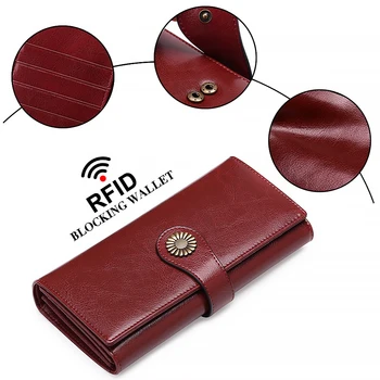 femei portofele din piele estetice sac de Ambreiaj fete RFID Anti-furt perie de pliere banii Pungă Pungă de Monede de Lux Cardului