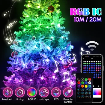 RGB IC Crăciun Zână Șir de Lumină App de Control rezistent la apa DIY de Crăciun Copac Șir de Lumină Cu Ritm Muzical de Crăciun În/Decor în aer liber