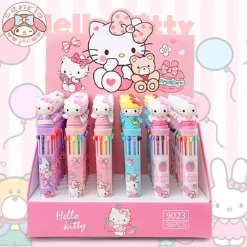 18/36buc Sanrio Pix Hello Kitty 10-culoare Nou Stilou Drăguț desen Animat de Presă Scris Stilou Rechizite Școlare Papetărie Student Pen